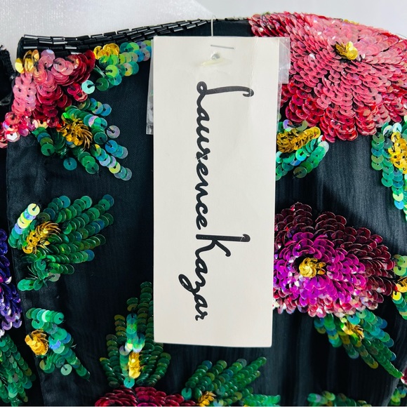 Laurence Kazar Vintage Tags Attached Sequined Floral Silk Blend Top - Picture 9 of 16